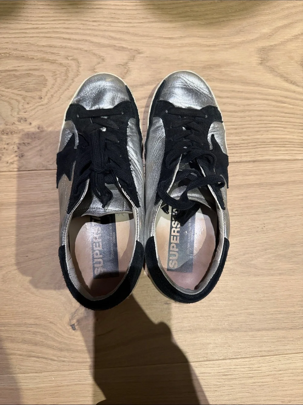 Golden Goose Silver and Black Superstar Sneakers - Picture 3 of 7
